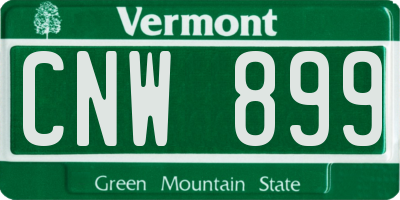 VT license plate CNW899
