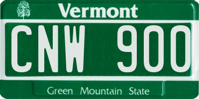 VT license plate CNW900