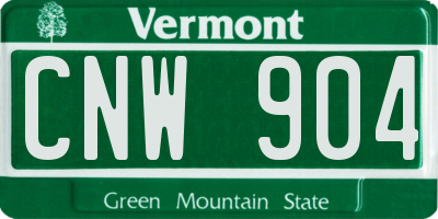 VT license plate CNW904