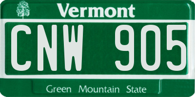 VT license plate CNW905