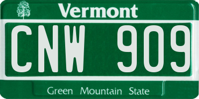 VT license plate CNW909