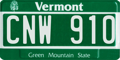 VT license plate CNW910