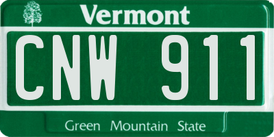 VT license plate CNW911