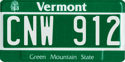VT license plate CNW912