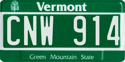 VT license plate CNW914