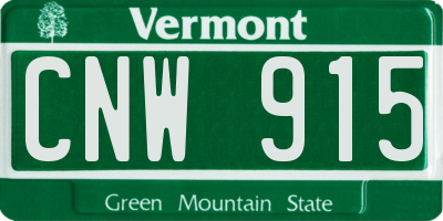 VT license plate CNW915