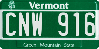 VT license plate CNW916