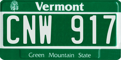 VT license plate CNW917