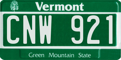 VT license plate CNW921