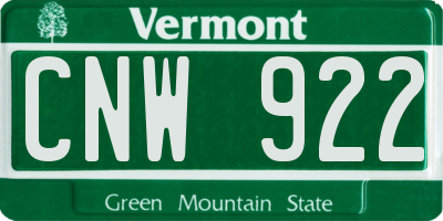 VT license plate CNW922