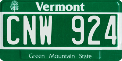 VT license plate CNW924