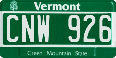 VT license plate CNW926