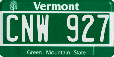 VT license plate CNW927