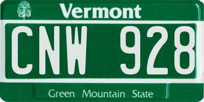 VT license plate CNW928