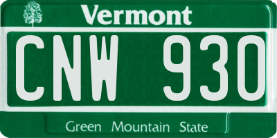VT license plate CNW930
