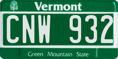 VT license plate CNW932