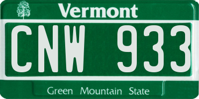 VT license plate CNW933