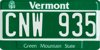 VT license plate CNW935