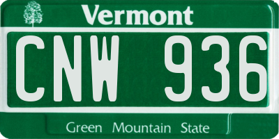 VT license plate CNW936
