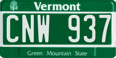 VT license plate CNW937