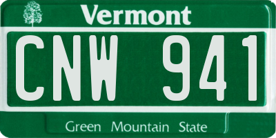 VT license plate CNW941