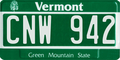 VT license plate CNW942