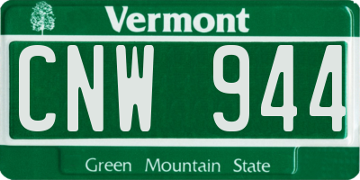 VT license plate CNW944