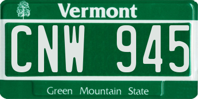 VT license plate CNW945