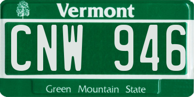 VT license plate CNW946