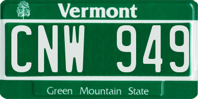 VT license plate CNW949
