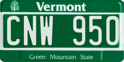 VT license plate CNW950