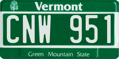 VT license plate CNW951