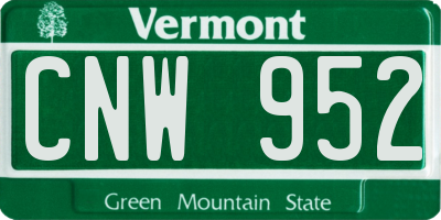 VT license plate CNW952