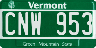 VT license plate CNW953