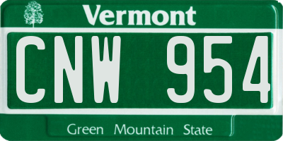 VT license plate CNW954