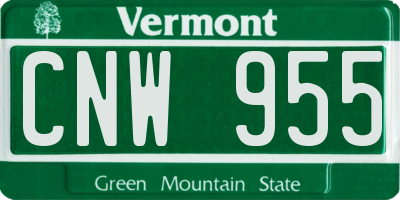 VT license plate CNW955