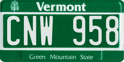 VT license plate CNW958