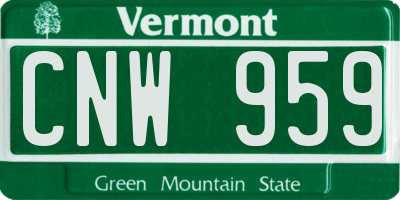 VT license plate CNW959
