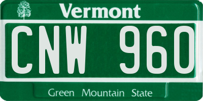 VT license plate CNW960