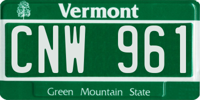 VT license plate CNW961