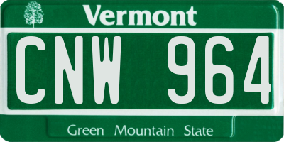 VT license plate CNW964