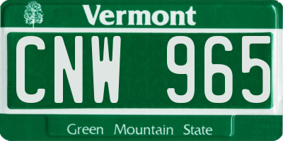 VT license plate CNW965