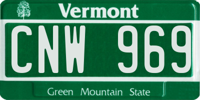 VT license plate CNW969