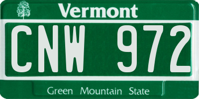 VT license plate CNW972