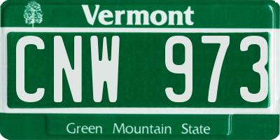 VT license plate CNW973