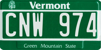 VT license plate CNW974