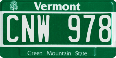 VT license plate CNW978