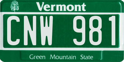VT license plate CNW981
