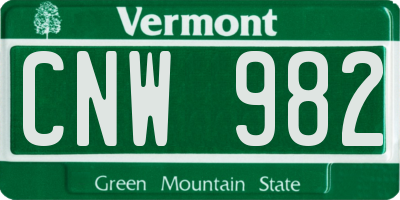 VT license plate CNW982