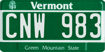 VT license plate CNW983